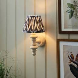 Netlighting Carnaby Almond White Wall Light Grey Fabric Zigzag Shade 20cm B22 - thumbnail 2