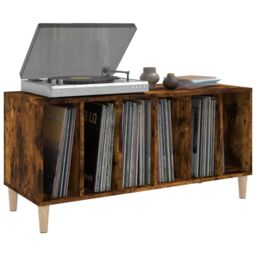 Berkfield Home Record Cabinet Smoked Oak 100x38x48 cm Engineered Wood in Brown - Size: 100 x 38 x 48 cm - thumbnail 4