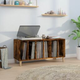 Berkfield Home Record Cabinet Smoked Oak 100x38x48 cm Engineered Wood in Brown - Size: 100 x 38 x 48 cm