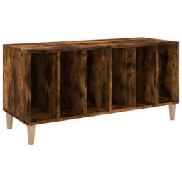 Berkfield Home Record Cabinet Smoked Oak 100x38x48 cm Engineered Wood in Brown - Size: 100 x 38 x 48 cm - thumbnail 2