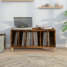 Berkfield Home Record Cabinet Smoked Oak 100x38x48 cm Engineered Wood in Brown - Size: 100 x 38 x 48 cm - thumbnail 3