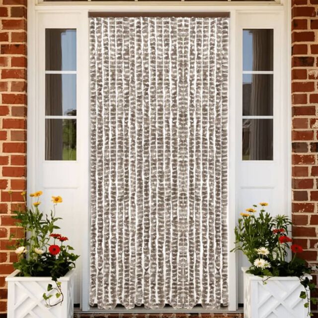 Berkfield Home Fly Curtain Taupe & White 56x200 cm Chenille - image 1