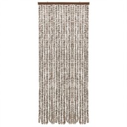 Berkfield Home Fly Curtain Taupe & White 56x200 cm Chenille - thumbnail 3