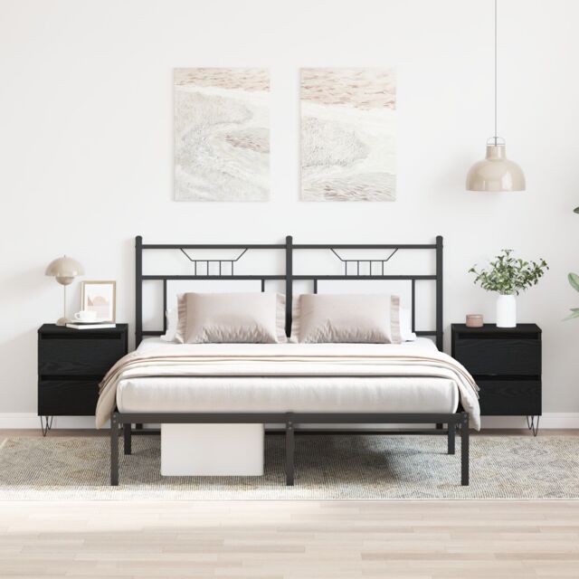 Berkfield Home Bedside Cabinets 2 pcs Black Oak 40x35x50 cm Engineered Wood - Size: 40 x 35 x 50 cm - image 1