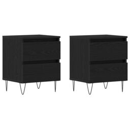 Berkfield Home Bedside Cabinets 2 pcs Black Oak 40x35x50 cm Engineered Wood - Size: 40 x 35 x 50 cm - thumbnail 2