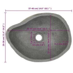 Berkfield Home Basin River Stone Oval (37-46)x(29-36) cm in Black - thumbnail 5