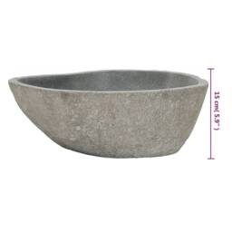 Berkfield Home Basin River Stone Oval (37-46)x(29-36) cm in Black - thumbnail 6