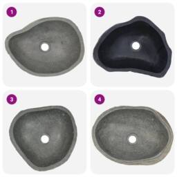 Berkfield Home Basin River Stone Oval (37-46)x(29-36) cm in Black - thumbnail 3