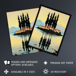 "Artery8 Visovac Island Croatia Serene Coastal Landscape Wall Art Print in Yellow - Size: W24"" x H32""" - thumbnail 2