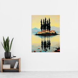 "Artery8 Visovac Island Croatia Serene Coastal Landscape Wall Art Print in Yellow - Size: W24"" x H32""" - thumbnail 4