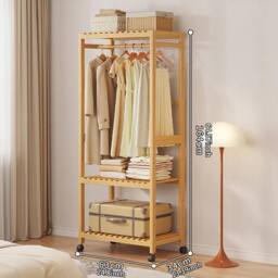 Kelvenix Wooden Clothes Rail Hanging in Natural - thumbnail 2