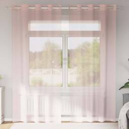 Berkfield Home Voile Curtains with Grommets 2 pcs Light Pink 140x225 cm - thumbnail 2