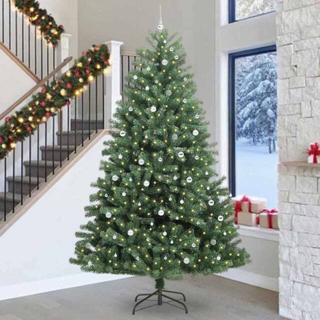 Berkfield Home Artificial Hinged Christmas Tree Green 300 cm PVC & Metal - image 1