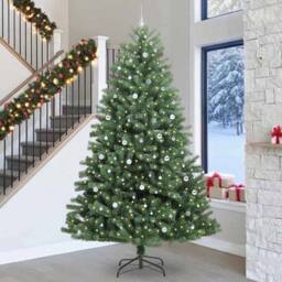 Berkfield Home Artificial Hinged Christmas Tree Green 300 cm PVC & Metal