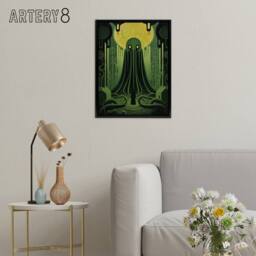 "Artery8 Rise Of Cthulhu Lovecraft Framed Canvas Wall Art Print in Green - Size: W12"" x H16""" - thumbnail 3