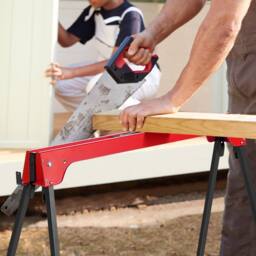 Gymax 2 Pack Folding Sawhorses Compact Power Tools Twin Pack Tool Stands in Red - thumbnail 5