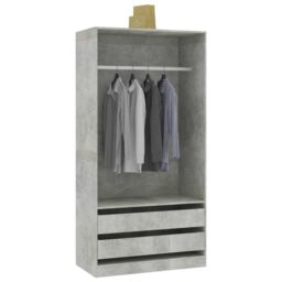 Berkfield Home Wardrobe Concrete Grey 100x50x200 cm Engineered Wood - Size: 100 x 50 x 200 cm - thumbnail 4