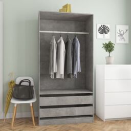 Berkfield Home Wardrobe Concrete Grey 100x50x200 cm Engineered Wood - Size: 100 x 50 x 200 cm - thumbnail 1
