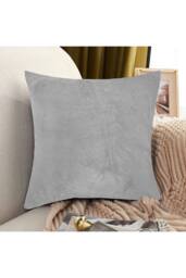 KDMD 4 Pack Light Grey Velvet Square Pillow Cushion Cover 45x45cm - Size: 45x45 cm - thumbnail 2
