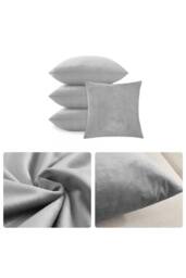KDMD 4 Pack Light Grey Velvet Square Pillow Cushion Cover 45x45cm - Size: 45x45 cm - thumbnail 4