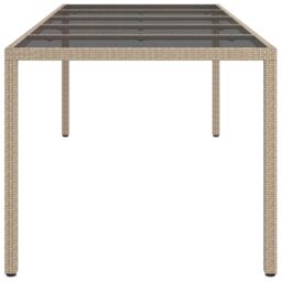 Berkfield Home Garden Dining Table Beige 250x100x75 cm Poly Rattan - Size: 250 x 100 x 75 cm - thumbnail 4