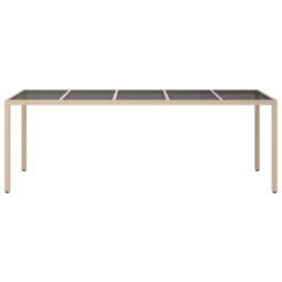 Berkfield Home Garden Dining Table Beige 250x100x75 cm Poly Rattan - Size: 250 x 100 x 75 cm - thumbnail 3