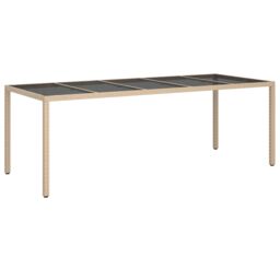Berkfield Home Garden Dining Table Beige 250x100x75 cm Poly Rattan - Size: 250 x 100 x 75 cm - thumbnail 2