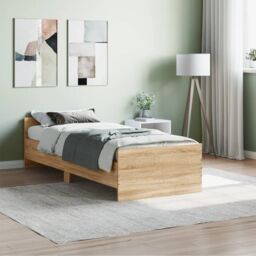 Berkfield Home Bed Frame Sonoma Oak 75x190 cm Small Single Engineered Wood in Brown - thumbnail 1