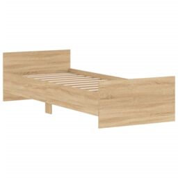 Berkfield Home Bed Frame Sonoma Oak 75x190 cm Small Single Engineered Wood in Brown - thumbnail 3