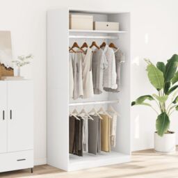 Berkfield Home Wardrobe White 100x50x200 cm Engineered Wood - Size: 100 x 50 x 200 cm - thumbnail 3