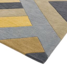 The Rug Shop UK Yellow Wool Geometric Luxurious Easy To Clean Cotton Backing Rug - Size: 160 cm x 230 cm - thumbnail 3