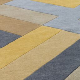 The Rug Shop UK Yellow Wool Geometric Luxurious Easy To Clean Cotton Backing Rug - Size: 160 cm x 230 cm - thumbnail 2