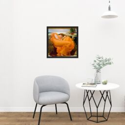 "Artery8 Wall Art Print Leighton Flaming June Painting Square Framed Picture 16X16 Inch in Black - Size: W16"" x H16""" - thumbnail 2
