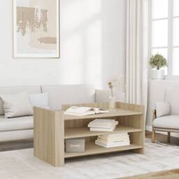 Berkfield Home Durable Coffee Table Sonoma Oak 100x50x50 cm Engineered Wood in Light Oak - Size: 100 x 50 x 50 cm - thumbnail 2