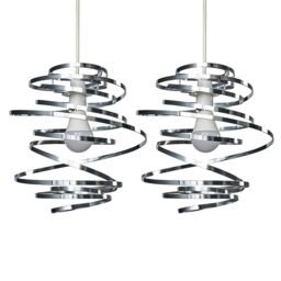 ValueLights Bensson Pair of Silver Ceiling Pendant Shades - thumbnail 2