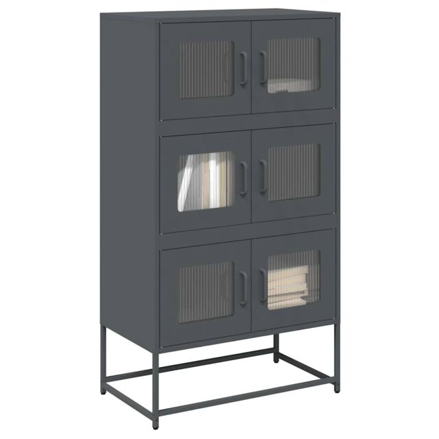 Berkfield Home Highboard Anthracite 68x39x123 cm Steel in Black - Size: 68 x 39 x 123 cm - image 1