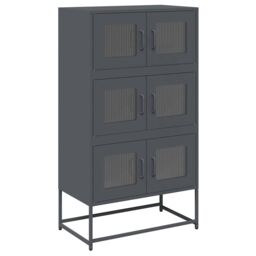 Berkfield Home Highboard Anthracite 68x39x123 cm Steel in Black - Size: 68 x 39 x 123 cm - thumbnail 2