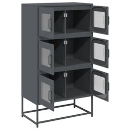 Berkfield Home Highboard Anthracite 68x39x123 cm Steel in Black - Size: 68 x 39 x 123 cm - thumbnail 6