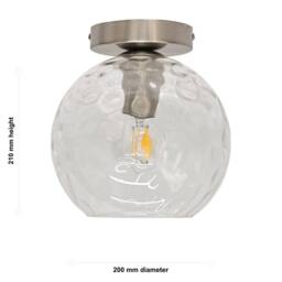 First Choice Lighting Set of 2 Barnum - Clear Dimple Glass Globe Satin Nickel Ceiling Lights - thumbnail 6