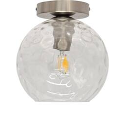 First Choice Lighting Set of 2 Barnum - Clear Dimple Glass Globe Satin Nickel Ceiling Lights - thumbnail 2