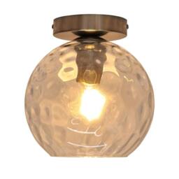 First Choice Lighting Set of 2 Barnum - Clear Dimple Glass Globe Satin Nickel Ceiling Lights - thumbnail 3