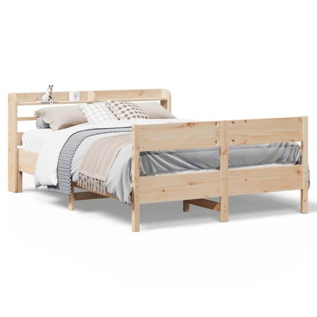 Berkfield Home Bed Frame without Mattress 150x200 cm King Size Solid Wood Pine in Natural - image 1