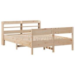 Berkfield Home Bed Frame without Mattress 150x200 cm King Size Solid Wood Pine in Natural - thumbnail 3