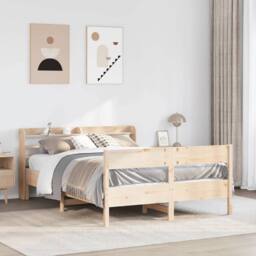 Berkfield Home Bed Frame without Mattress 150x200 cm King Size Solid Wood Pine in Natural - thumbnail 2