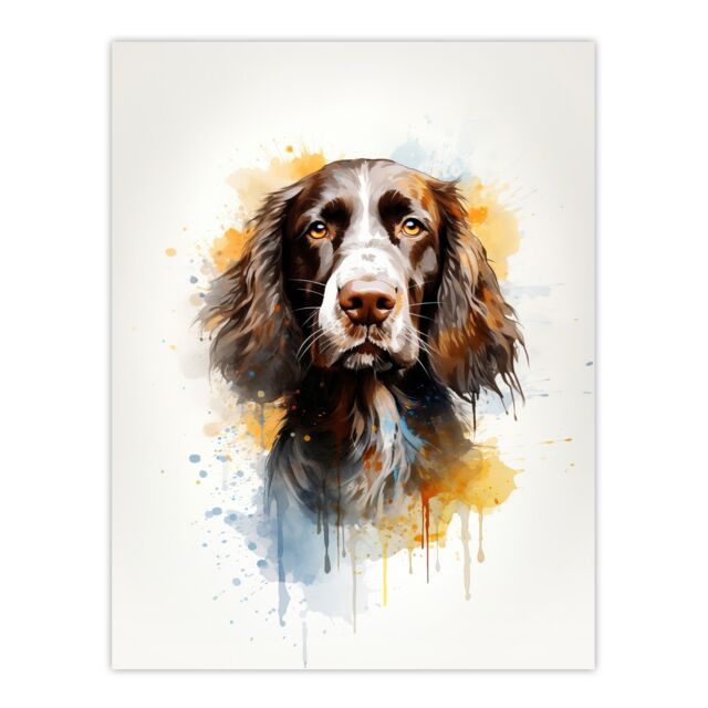"Artery8 Wall Art Print English Springer Spaniel Lovers Gift Watercolour Pet Portrait Painting Artwork Poster - Size: W18"" x H24""" - image 1