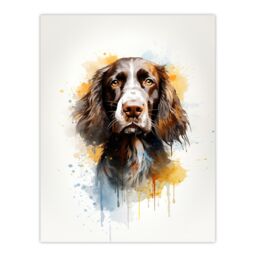 "Artery8 Wall Art Print English Springer Spaniel Lovers Gift Watercolour Pet Portrait Painting Artwork Poster - Size: W18"" x H24""" - thumbnail 1