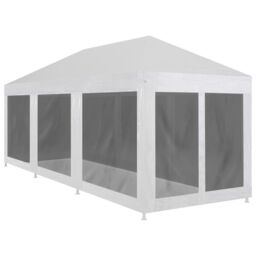 Berkfield Home Party Tent with 8 Mesh Sidewalls 9x3 m in White - thumbnail 1