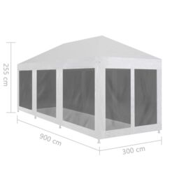 Berkfield Home Party Tent with 8 Mesh Sidewalls 9x3 m in White - thumbnail 6