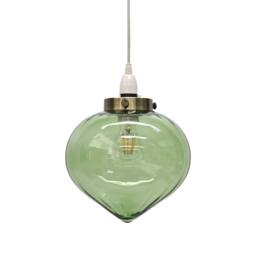 First Choice Lighting Set of 2 Layla - Green Glass Easy Fit Pendant Shades Brass Detail - thumbnail 3