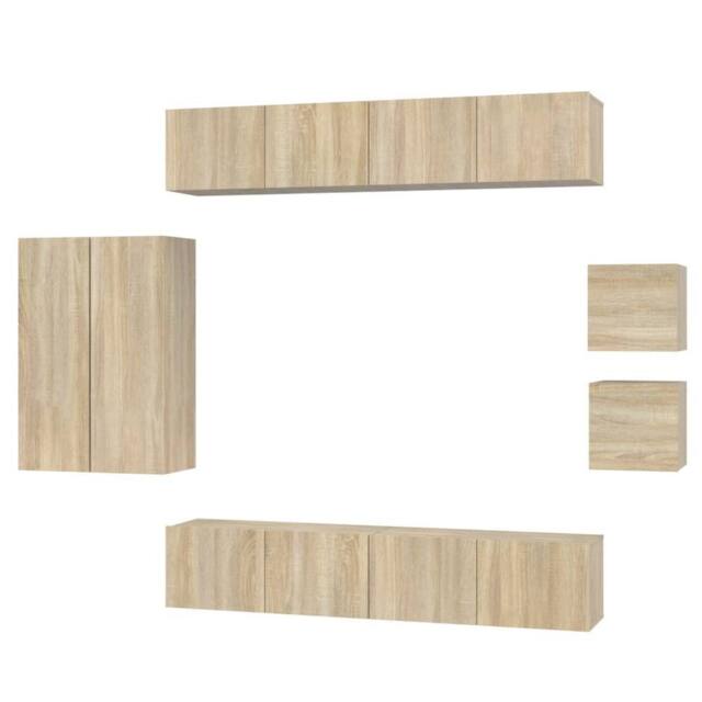 Berkfield Home 8 Piece TV Cabinet Set Sonoma Oak Engineered Wood in Light Brown - image 1